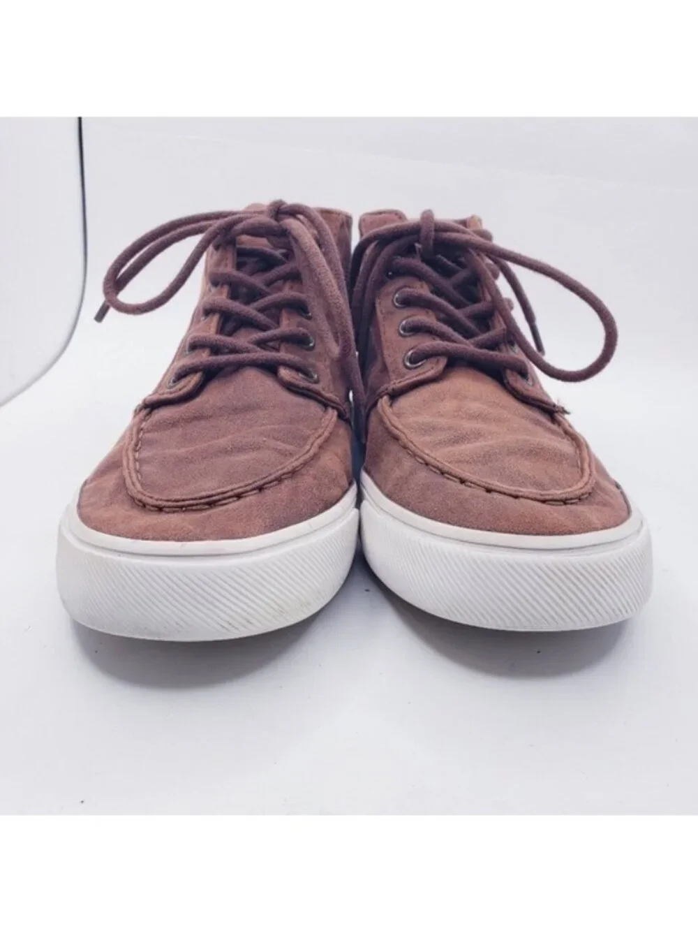 Old Navy Brown Faux Leather High Top Moccasin Lace Up Sneakers Boys Youth Size 3